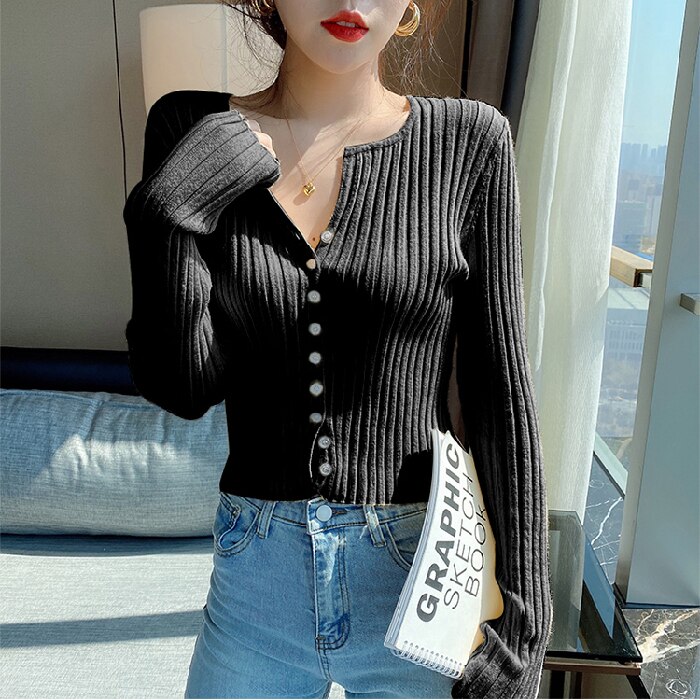 Spring Newly Patchwork Women Cardigans 2021 Fashion Slim Ladies Knitted Sweater Long Sleeve Buttons Sweaters Clothes Women